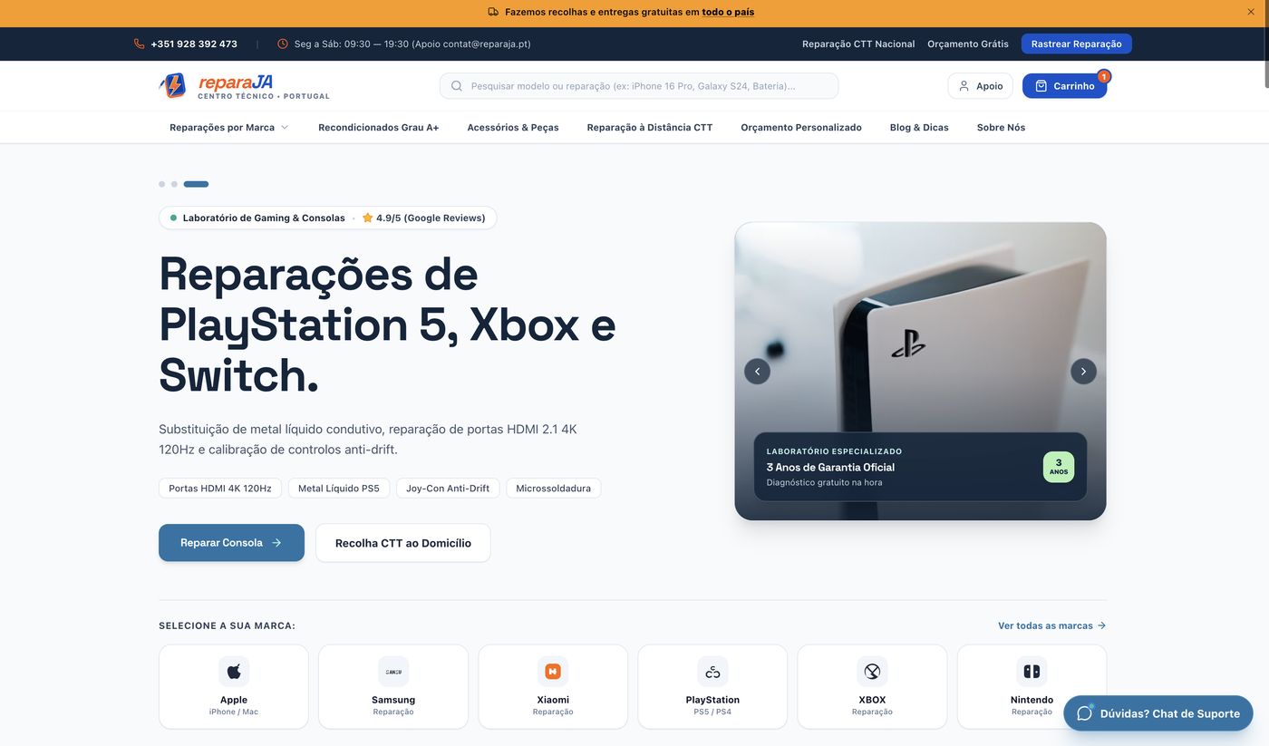 Site reparaJA, criado pela x-studioapp